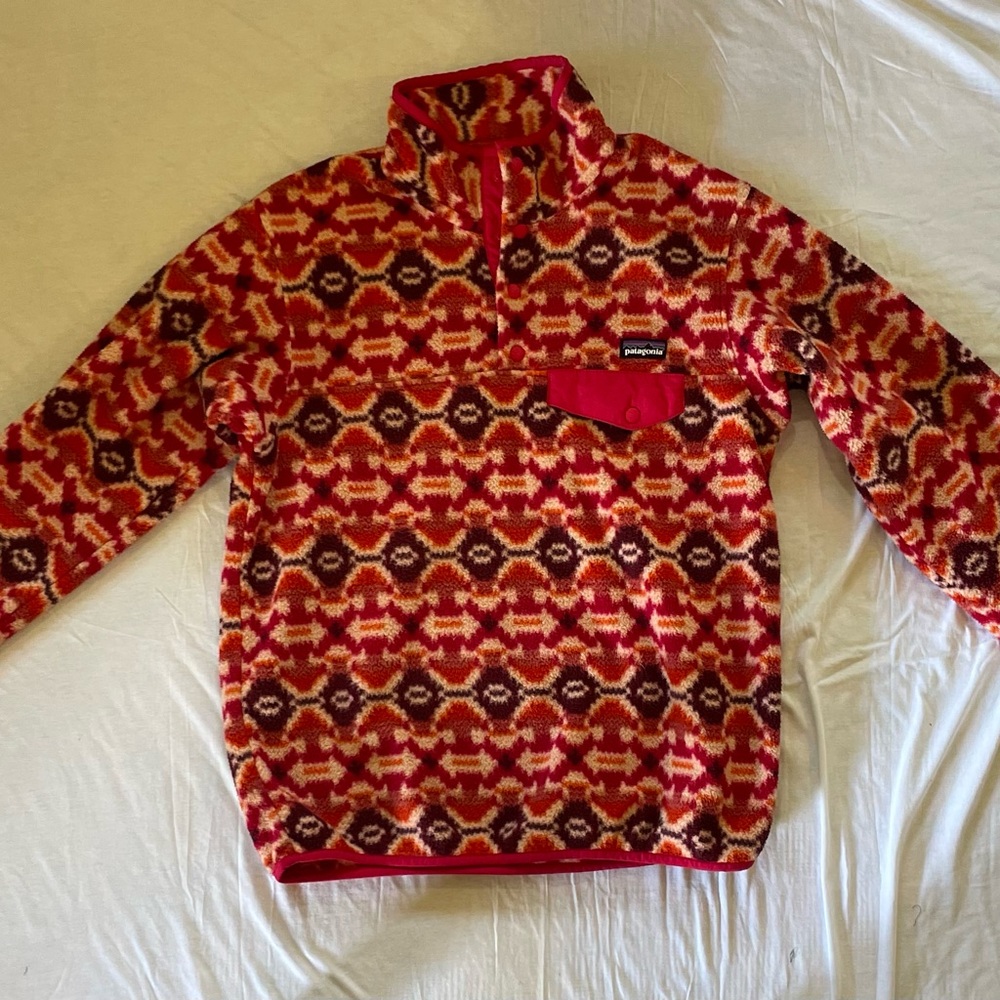 Patagonia Vibrant Red and Orange Fleece Pullover
